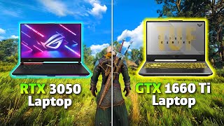 RTX 3050 Laptop 95W vs GTX 1660 Ti Laptop Gaming Benchmark  Test in 8 Games [upl. by Enomar]