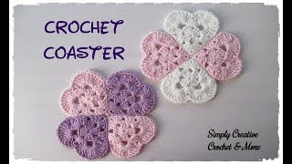 Crochet Heart Coaster  Granny Heart [upl. by Conners]