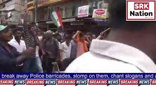 West Bengal Protestors break away Police barricades stomp on them chant slogans [upl. by Erv314]