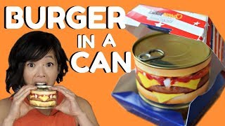 HAMBURGER in a CAN Taste Test  readytoeat cheeseburger amp steak house burger [upl. by Humfrid9]