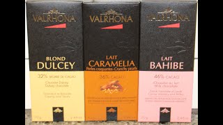 Valrhona Chocolate White Chocolate Milk Chocolate with Caramel Chocolate with Cocoa Review [upl. by Ingra]