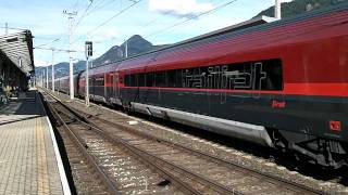 OBB RailJet Train with Speed Trought JenbachAustriaTirol 1262011 [upl. by Edina]