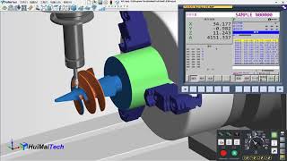 Fanuc 4Axis  Impeller Cutting  CNC machining simulation  HuiMaiTech Virtual CNC Training [upl. by Leshia741]