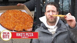 Barstool Pizza Review  Rikos Pizza Stamford CT [upl. by Simmie]