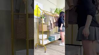 Double Pole Clothing Rack Freestanding Coat Hanger Clothes Hanging Rails With Lower Storage Shelf [upl. by Etnovahs80]