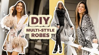 How to Make Trendy Robes with No Pattern KimonoStyle amp Feather Cuffs  DIY with Orly Shani [upl. by Alika44]