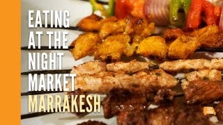 Marrakesh Night Market Jemaa ElFna  Moroccan Street Food [upl. by Acirat]