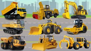 HEAVY EQUIPMENT AND THE FUNCTIONS  Dump Truck Bulldozer Snow Blower Hydraulic Shovel Skidder [upl. by Micah]