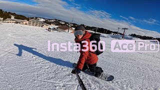 プロスノーボーダーのスキー場初滑り！最高AIアクションカメラInsta360 Ace Pro でスノーボードを撮る！ [upl. by Ahseinar]