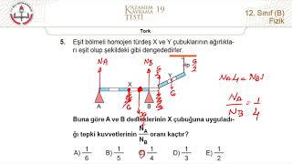 12B MEB Fizik Kazanım Kavrama Testi19 Tork 20182019 [upl. by Ahsoj]