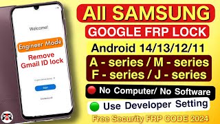 Samsung Frp Bypass 2024 Old Method Failed  Android 11121314  Google Account Remove Bypass FRP [upl. by Baggott568]