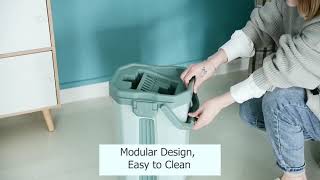 Mop with Bucket  Pureatic by UPC Upgraded HandsFree Squeeze Microfiber Flat Mop System 360° [upl. by Faxon214]