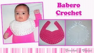 Babero para bebés con botón o cintas tejido a crochet ganchillo [upl. by Lavinia]