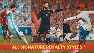 eFOOTBALL 2025 ALL SIGNATURE PENALTY STYLES [upl. by Ecitsuj]