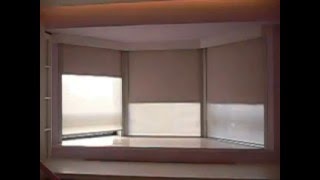 6 Motorized Roller Blinds install in a bay window with sidetrack [upl. by Avonasac]