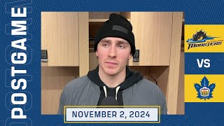 Toronto Marlies Media Availability  Postgame at Cleveland Monsters  November 2 2024 [upl. by Evad]