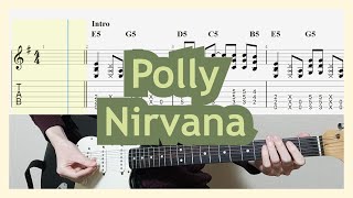 Polly  Nirvana Guitar Cover with Tab [upl. by Legnalos762]