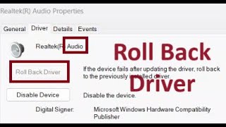 how to Roll Back Audio driver in Windows 11 [upl. by Brocklin15]