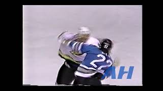 NHL Dec 18 1992 Robert DirkVCR v Lyndon ByersSJ Vancouver Canucks San Jose Sharks [upl. by Anthiathia]