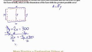 Maximum Area Word Problem  Solved by Completing the Square [upl. by Pavlov799]