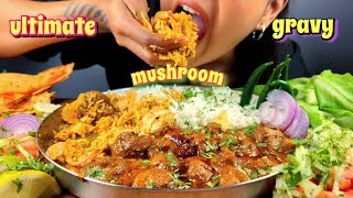 COOKING amp EATING DHABA STYLE MUSHROOM GRAVY AT HOME  TASTY MUSHROOM GRAVY RECIPE WITH MUKBANG VIDEO [upl. by Eenad]