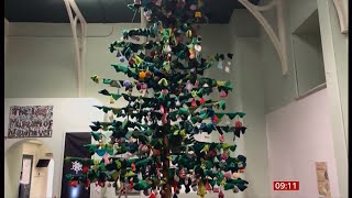 16 foot tall knitted Christmas tree in Edinburgh Scotland 13Dec2024 [upl. by Behre]