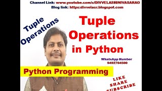 Tuple Operations in Python  Python Tuple Operations  Tuple in Python  Tuple Operations  Tuple [upl. by Iderf]