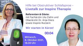 Hilfe bei Obstruktiver Schlafapnoe – Livetalk zur Inspire Therapie  Zungenschrittmacher [upl. by Parsaye796]