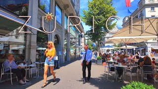 ZURICH SWITZERLAND ⚜️ 4K Summer walk along amp next Bahnhofstrasse switzerland zurich [upl. by Eyllom396]