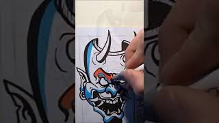 HANNYA MASK shorts hannya mask tattoo sketch drawing horror artist wordattack88 art [upl. by Tod]