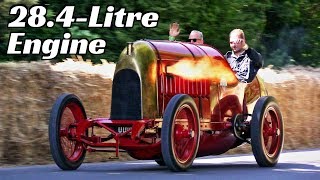 EXTREME 284Litre FlameThrower Engine  1911 Fiat S76 quotThe Beast of Turinquot at Goodwood FOS 2019 [upl. by Lladnarc]