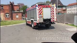 FF Weißenfels  Ausfahrt zur Nottüröffnung mit RW 2 amp DLK 2312 220418 [upl. by Branca]