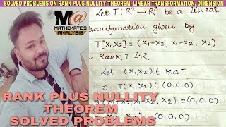 RANK PLUS NULLITY THEOREM SOLVED PROBLEMS 🔥 [upl. by Rowan504]