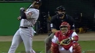 2002 WS Gm2 Bonds hits a monster shot to right field [upl. by Drofyar]