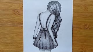 How to draw a girl with pencil sketch step by step [upl. by Gabey2]