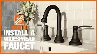 How to Install a Widespread Faucet  The Home Depot [upl. by Rehoptsirhc]