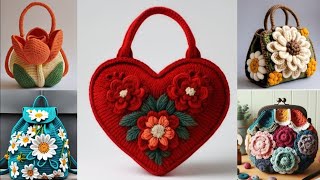 Beloved designers Crochet Handle Bag  Handle Bag Super Neat  Rose Flower Bag  Boho Chic [upl. by Berkley]