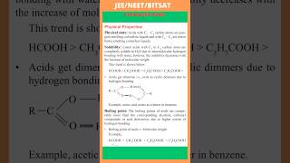 Solubility  boiling point melting point  Physical Properties of carboxylic acids  JEE  NEET [upl. by Ateval]