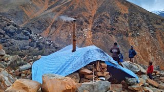 Mountain village people Hard work with Heavy snow fall And eat Tea  At Dolpa Nepal [upl. by Ahsiekram617]