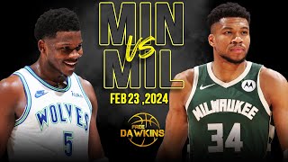 Minnesota Timberwolves vs Milwaukee Bucks Full Game Highlights  February 23 2024  FreeDawkins [upl. by Ahsetra136]