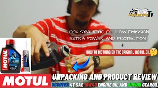 Motul Scooter 4T 10w40 SAE Engine Oil amp 80w90 Gear OilUnpacking and ProductReviewOriginal or Fake [upl. by Najtsirk]