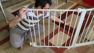 Regalo 4In1 Adjustable Baby Gate and Play Yard Assembly Setup and Installation [upl. by Nywrad]