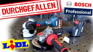 DEFEKT nach 1min😡 AKKU Winkelschleifer TEST Bosch vs LIDL [upl. by Znarf]