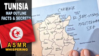 TUNISIA  map contour drawing amp governorates  Facts and Secrets  ASMR whispered geography facts [upl. by Nnazus722]