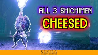 Sekiro  How to Cheese ALL 3 Shichimen Warrior bosses BOTH lives [upl. by Inah]