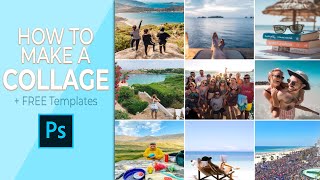 How To Make A Collage In Photoshop With FREE TEMPLATES [upl. by Hamel832]