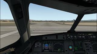 X Plane Toliss A320 Neo cockpit takeoff out of KLAS 26R [upl. by Ellimaj]