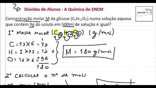 Como calcular a concentração molar  Passo a passo [upl. by Nnylyrehc217]