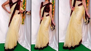 PARTY WEAR NET SAREE DRAPINGNET SAREE DRAPING TO LOOK MORE ATTRACTIVEHINDI [upl. by Ilram444]