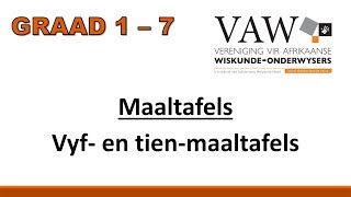 Graad 1  7 Vyf en tienmaaltafels wiskvaw wiskdo [upl. by Meikah]